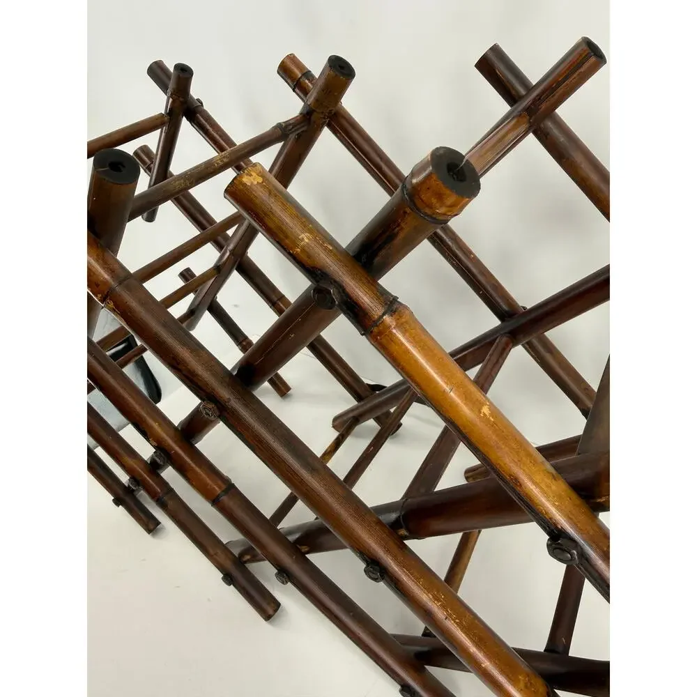 Folding Bamboo Wine Rack Accordion Expandable Bottle Holder Vintage Rustic Decor